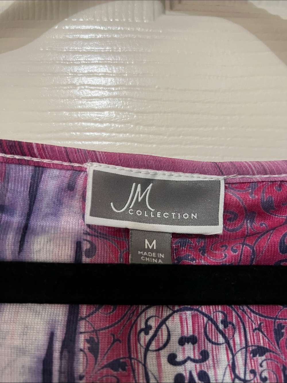 JM Collection Pink Purple and White Watercolor-Print Flutter Sleeve Tunic NWOT - Picture 2 of 6